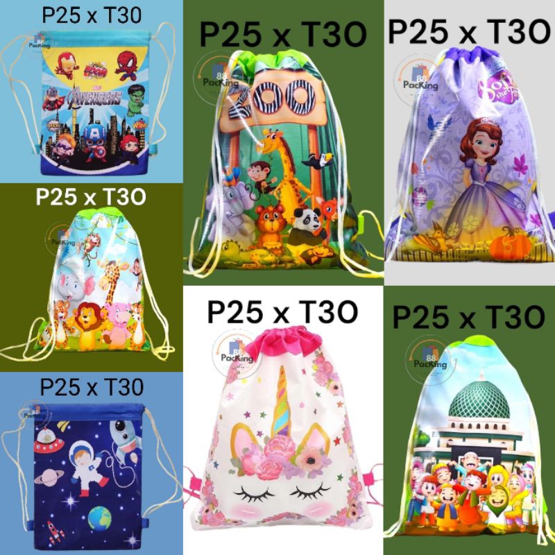Tas souvenir ulang tahun anak tas ultah model serut tas souvenir ulang tahun anak