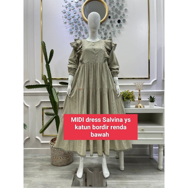 MIDI dress Salvina ys katun bordir renda