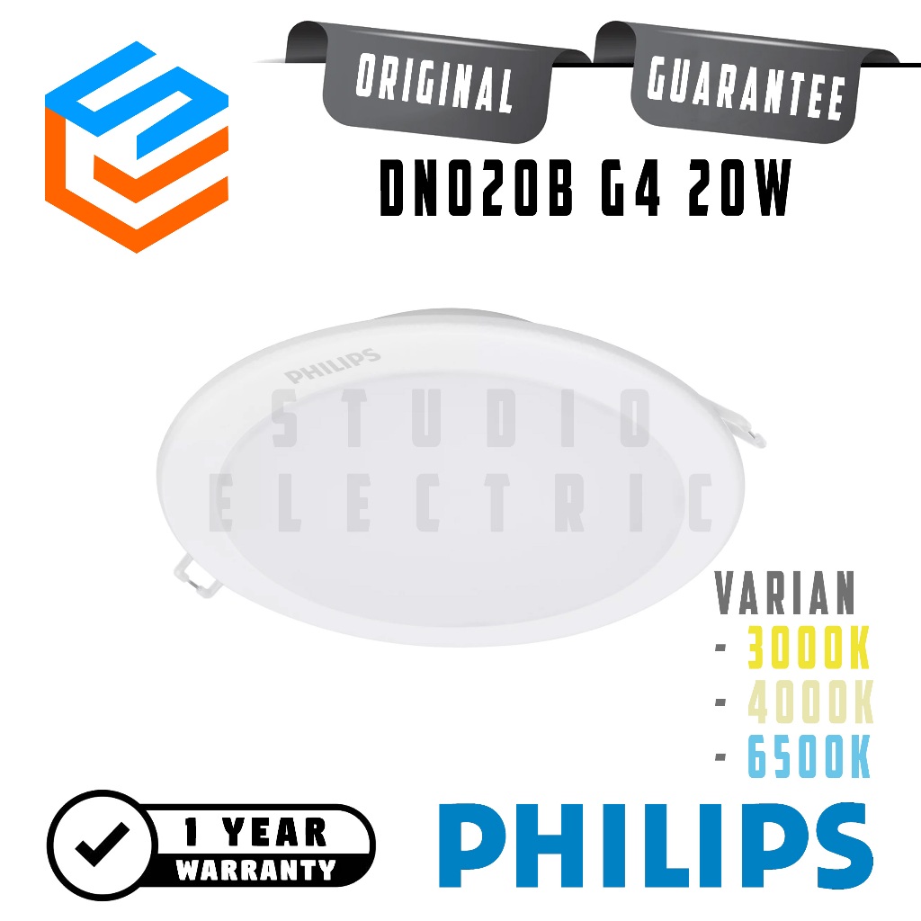 Philips DN020B G4 Lampu Downlight Inbow 20W LED20 Bulat D200 - 20 W 20 Watt 20Watt