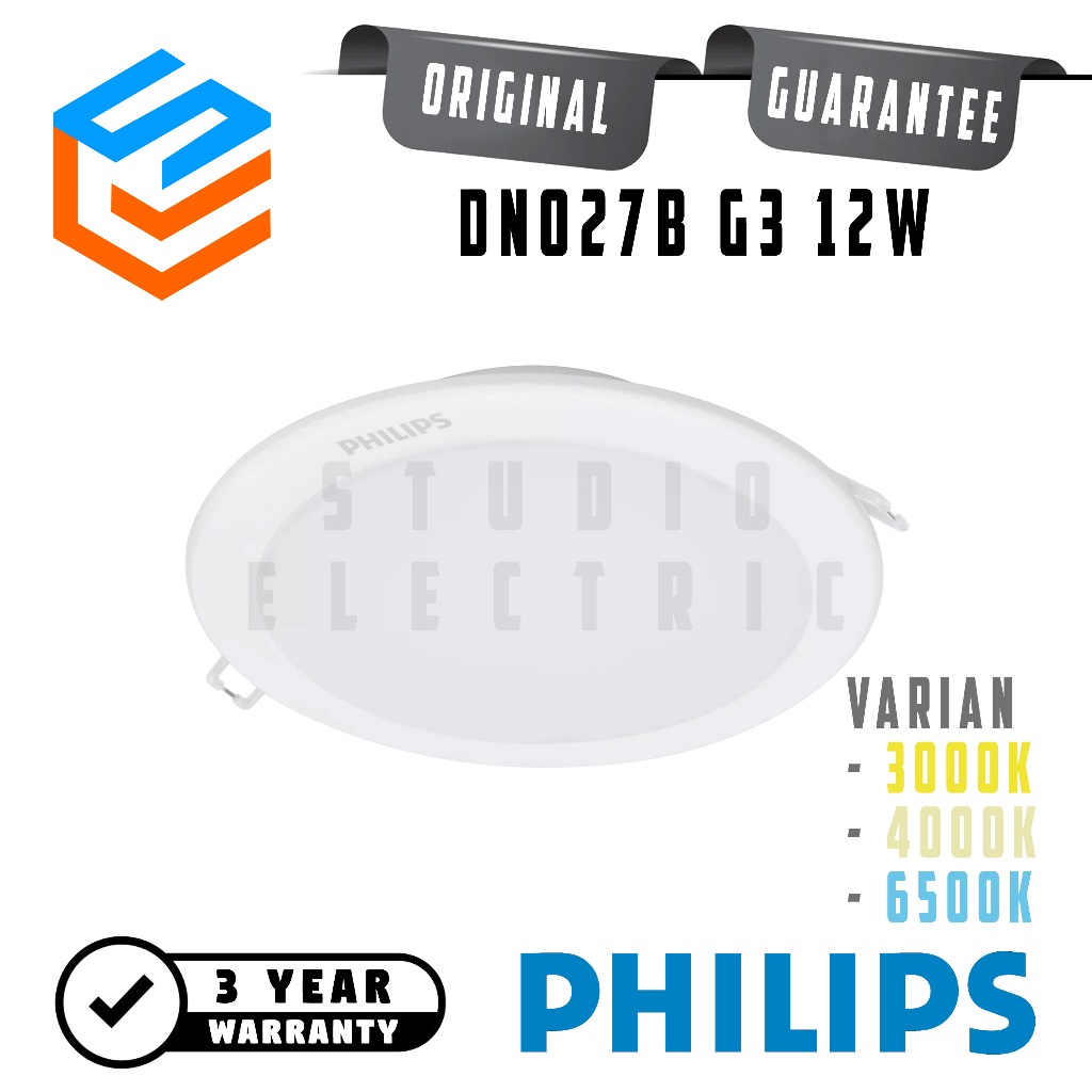Philips DN027B G3 Lampu Downlight Inbow 12W LED12 Bulat D150 - 12 W 12 Watt 12Watt