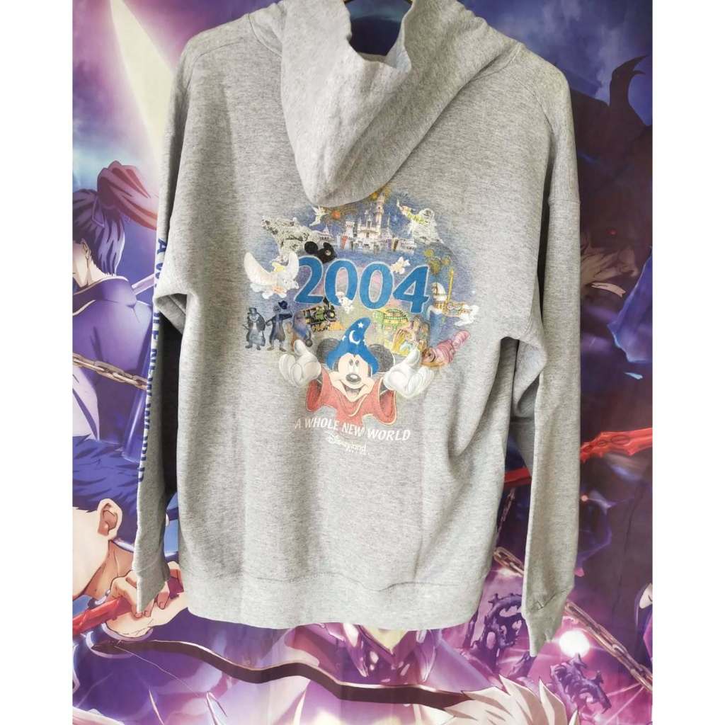 Vintage Disney's Mickey Mouse 2004 Disneyland Resort Art Official Zipper Hoodie Jaket Sweater Origin
