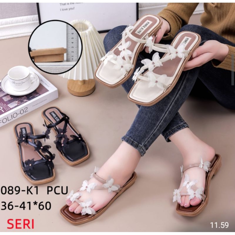 Sandal Slop Karet' Jelly Import Motif Butterfly Balance 089