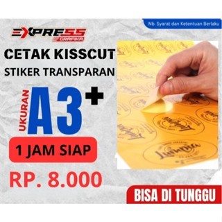 

CETAK STIKER LABEL TRANSPARAN KEMASAN A3 + LAMINASI KISS CUT
