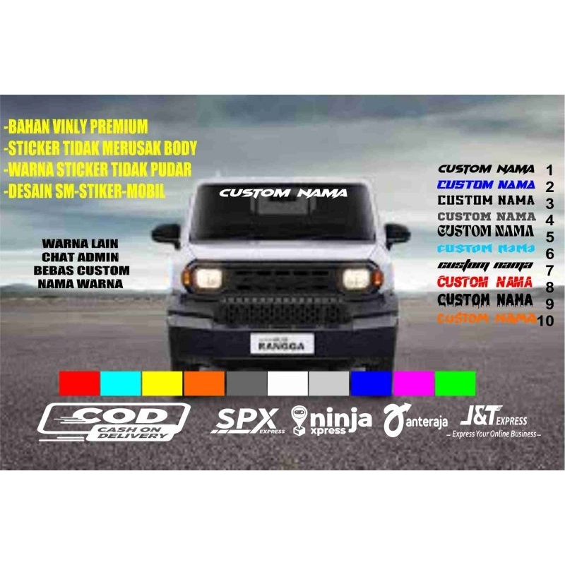 stiker kaca depan riques nama dan warna suka suka