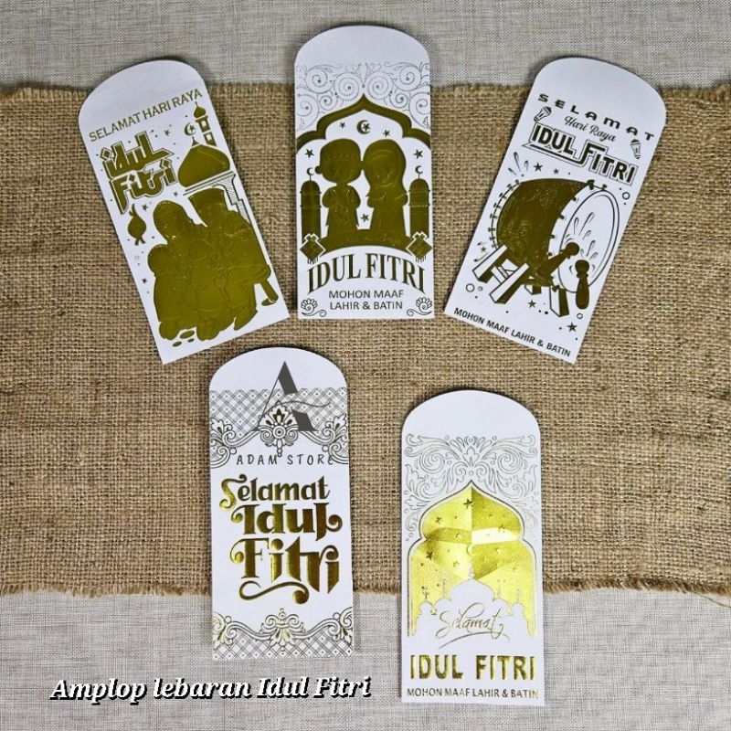 

Amplop lebaran Angpau lebaran premium Poly Embos Gold ukuran panjang isi 10 lembar