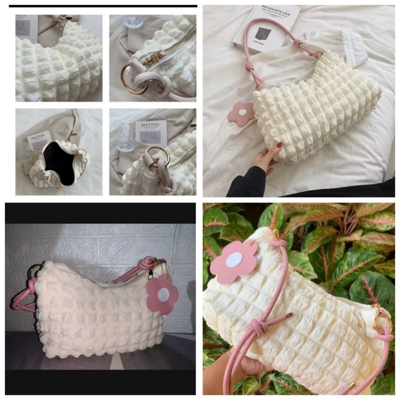 Tas wanita slempang import tas fashion bahan fabrik kain  free gantungan tas remaja kekinian tas imp