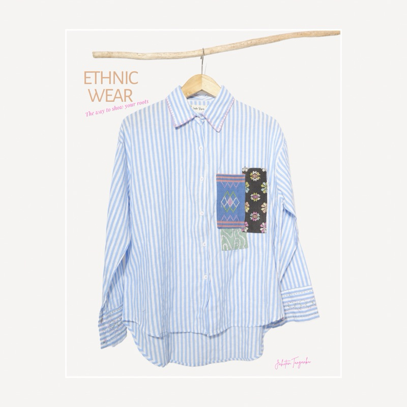 kemeja patchwork wanita ethnic tenun sulam sashiko E