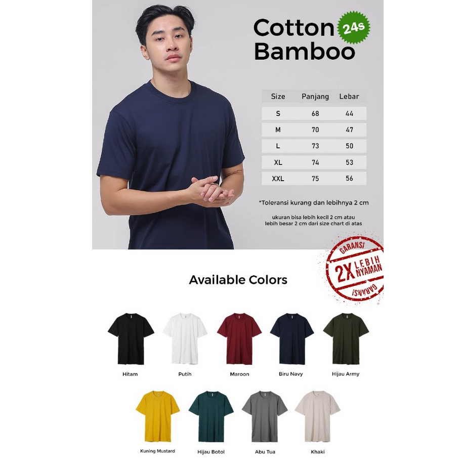 Kaos Polos PriaKatun Bamboo 24S Premium Super Soft