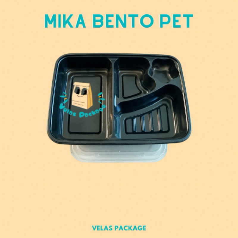 Mika Box Bento / Mika Tray Bento Nasi 4 Sekat Hitam