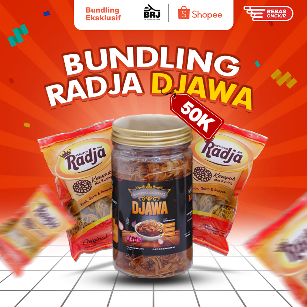 

PAKET BUNDLING RADJA DJAWA - Bawang Goreng Djawa + 2 Kerupuk Mie Kuning Radja 200gr