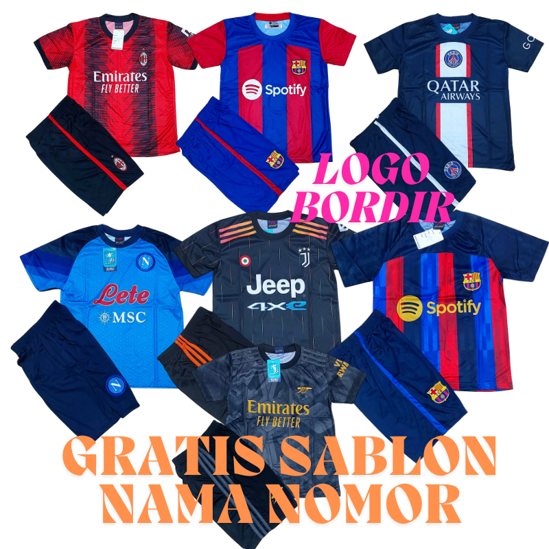 JERSEY BAJU BOLA GRATIS CUSTOM NAMA NOMOR/JERSEY BARCELONA ANAK USIA 7-12THN