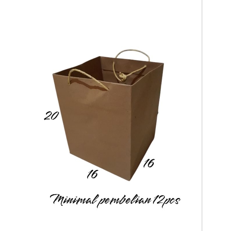 

Paper bag coklat P16 T20 L16 Paperbag polos coklat Tas kertas Goodie bag