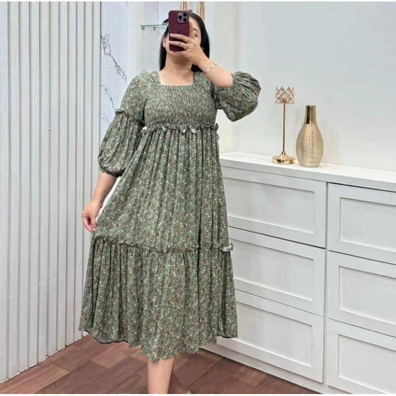 Zy Dres Rayon Motif Bunga Jumbo Smoke Adem Kekinian