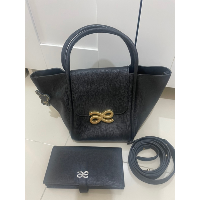 READY Tas Little Bunny Destiny Bag Black size Large free Long Epsom Wallet Real Leather 100% Origina