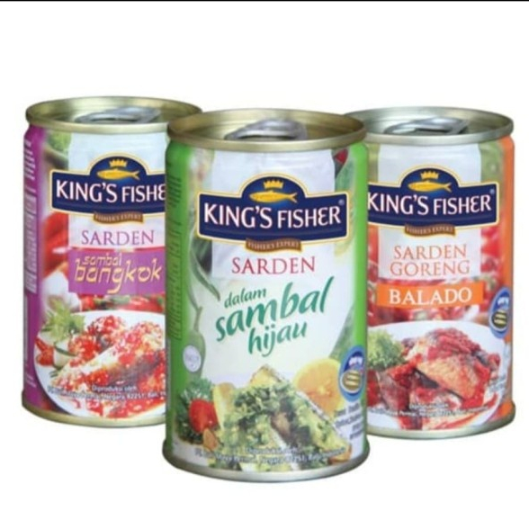 

[ECER] sarden ikan KING'S FISHER kaleng kemasan 425 gram tomat balado hijau