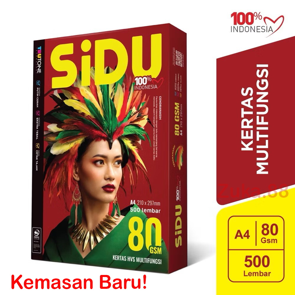 

KERTAS HVS SIDU A4 80 GRAM 80 GSM / RIM