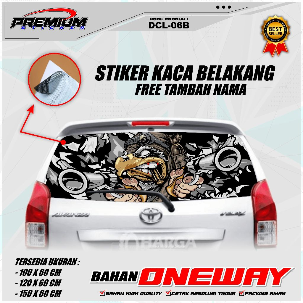 STIKER KACA MOBIL BELAKANG ONEWAY / STIKER VARIASI KACA MOBIL BELAKANG / DCL-06