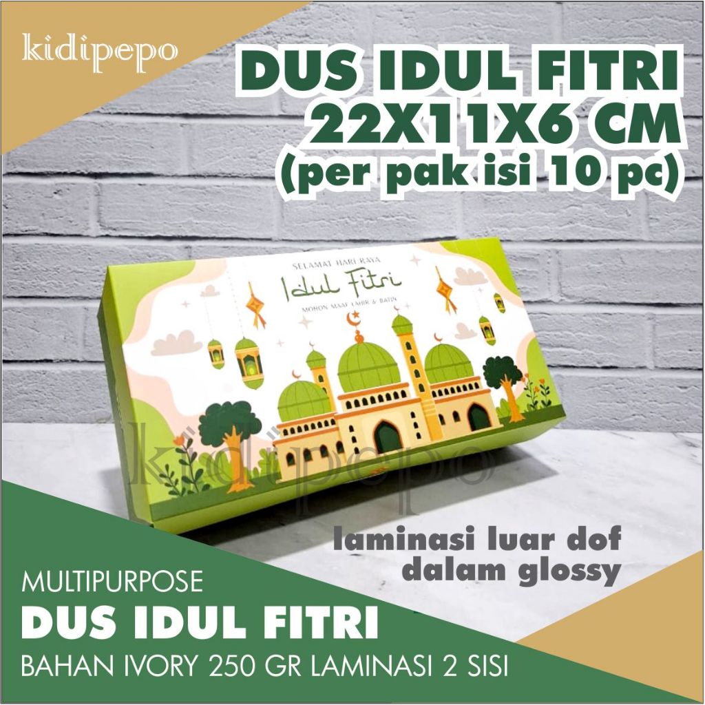 

DUS IDUL FITRI LEBARAN 22 x 11 x 6 CM (isi 10 pc)
