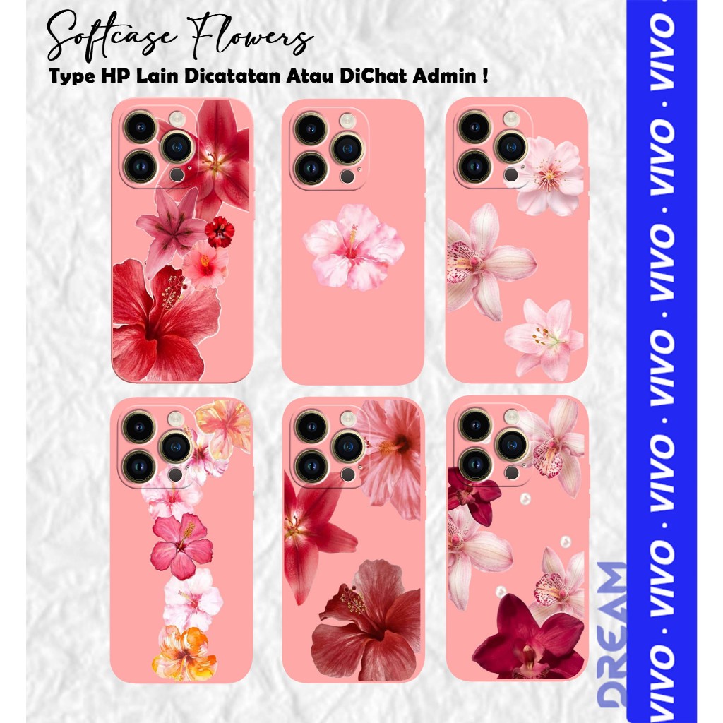 [CM33] Softcase Peach Flowers For VIVO Y22S Y02T Y03T Y18 VIVO Y17S Y16 Y15S Y01A Y15 Y12 Y17 Y11 VI