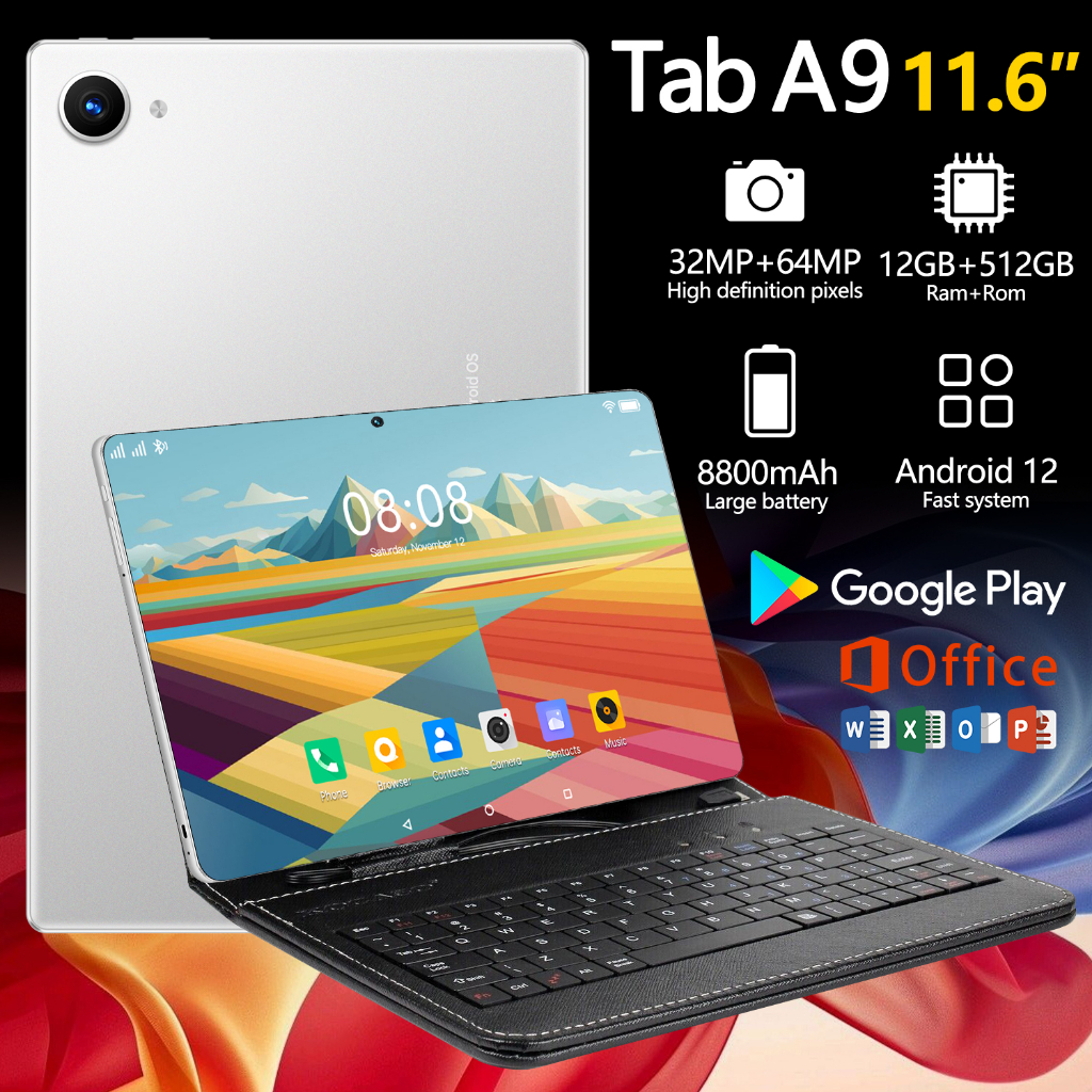 【Bisa COD】 Baru Asli Tab A9 RAM 12G + 512GB R0M 11,6 inci Android 12.0 Tablet PC PC Android 12.0 Asl
