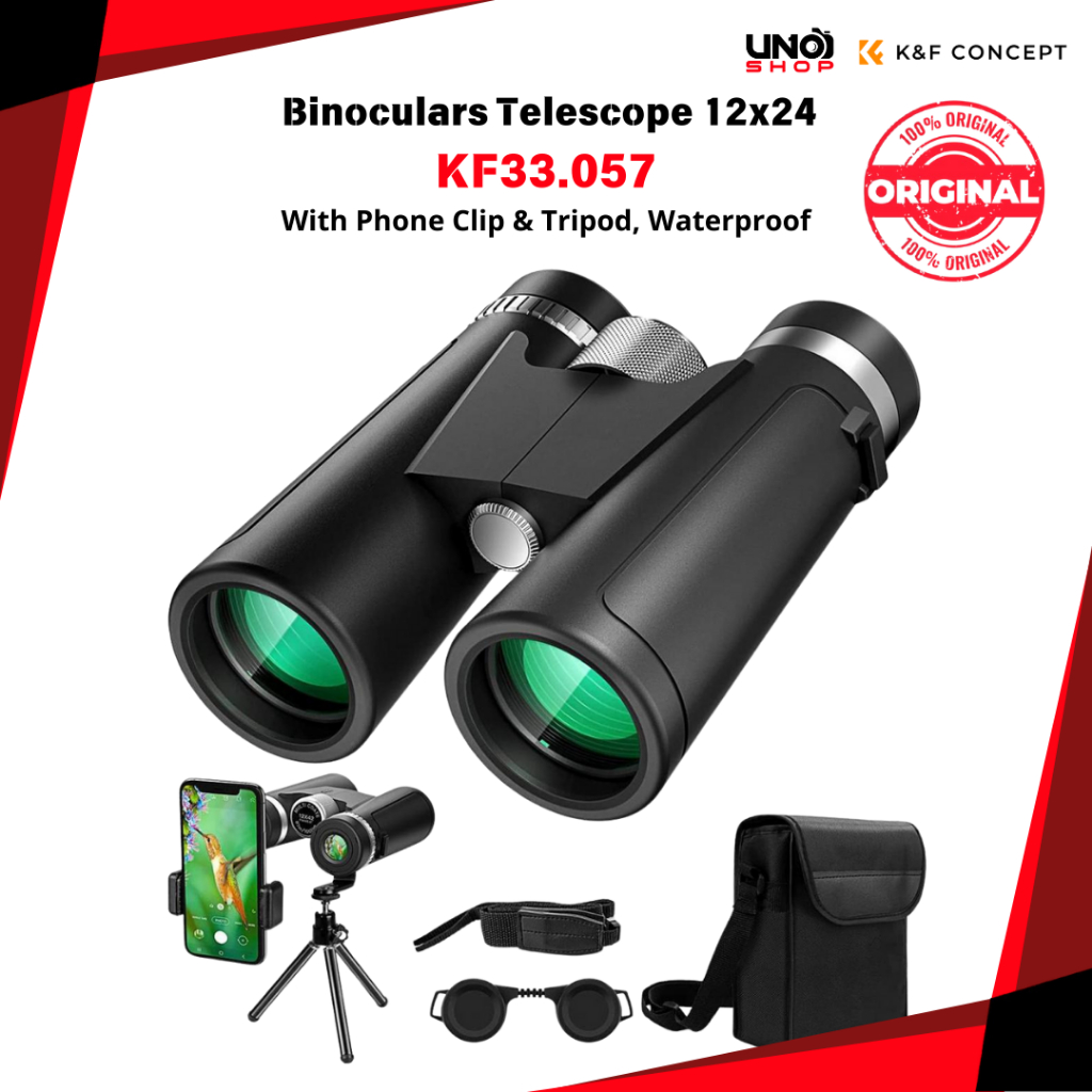 K&F Concept 12x42 Professional HD Binoculars with Phone Clip Tripod