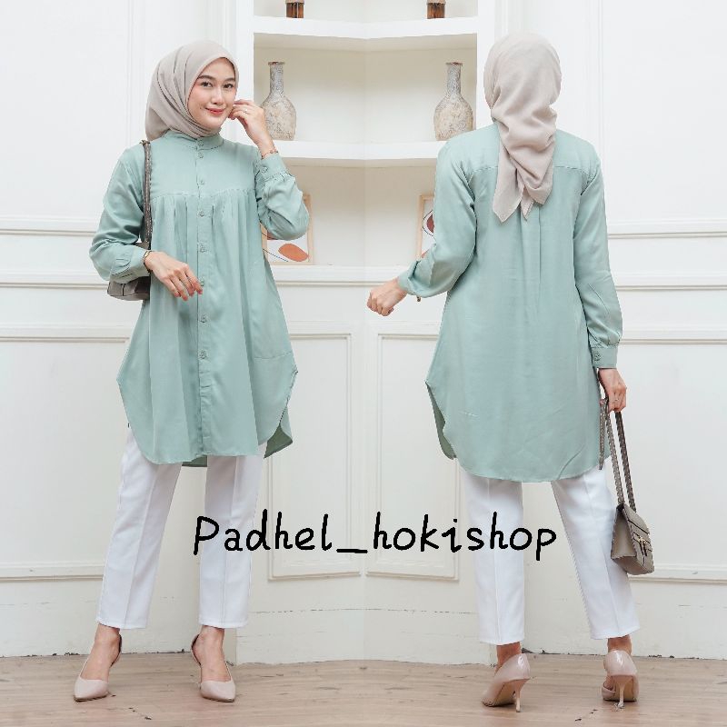 TERBARU Aluna Tunik / Baju Atasan Wanita Muslim Tunic basic polos rayon twill premium Tunik putih