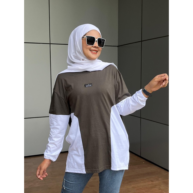 kaos polos lengan panjang karet aldira original atasan wanita terbaru