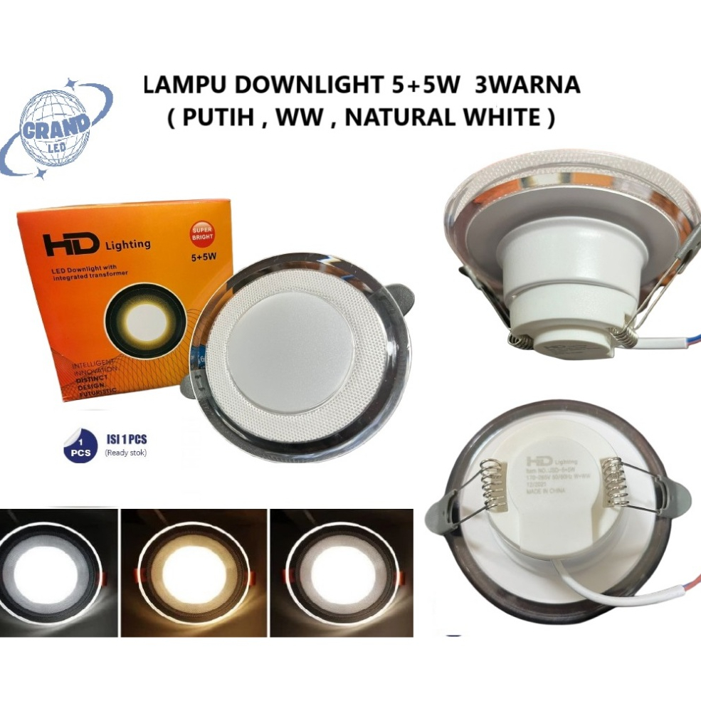 LAMPU DOWNLIGHT 5+5W 3 WARNA // PINGGIR BENING // PANEL LED 3 WARNA DALAM 1 LAMPU  / LAMPU LED 3 WAR