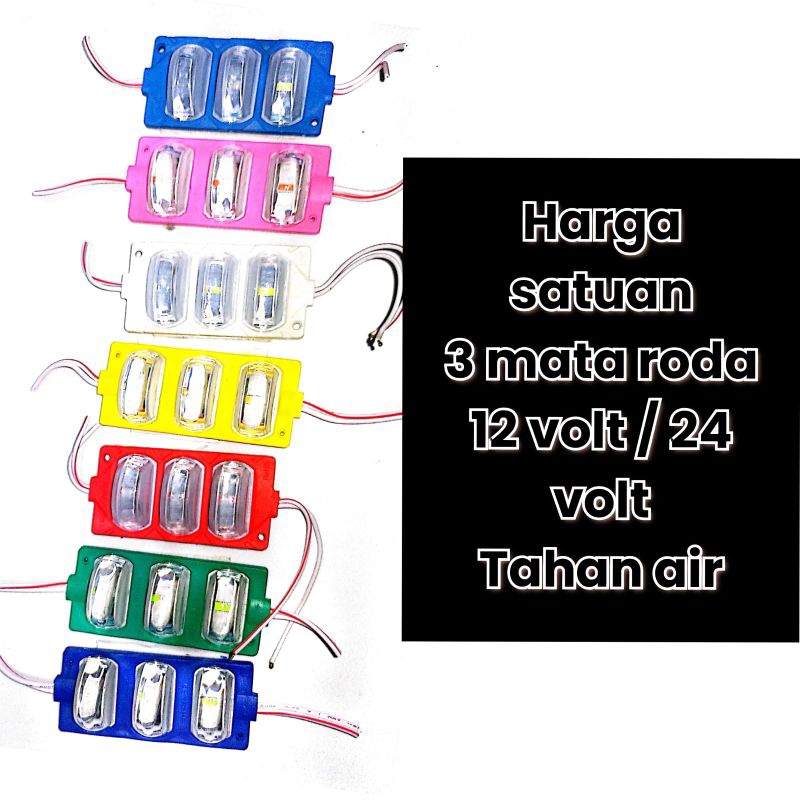 lampu 3 mata roda terang 12 volt 24 volt lampu bak samping truk LED kolong motor mobil