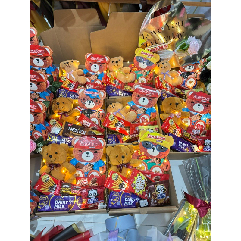 

hampers coklat valentine, coklat beruang