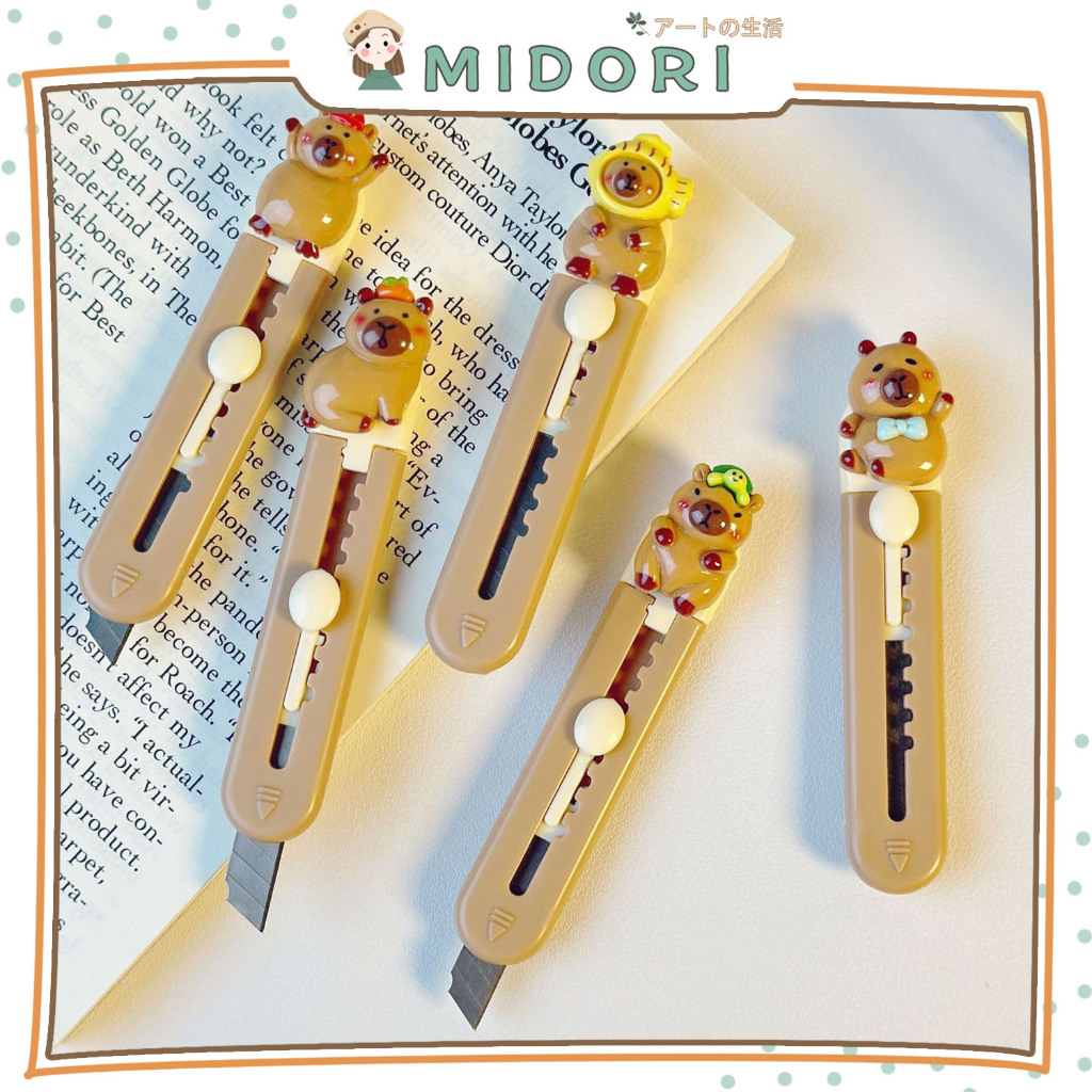 

[MIDORI] 1Pcs Mini Cutter CUTE CAPYBARA Portable Cute Cutter Kecil Knife Mini - F0316