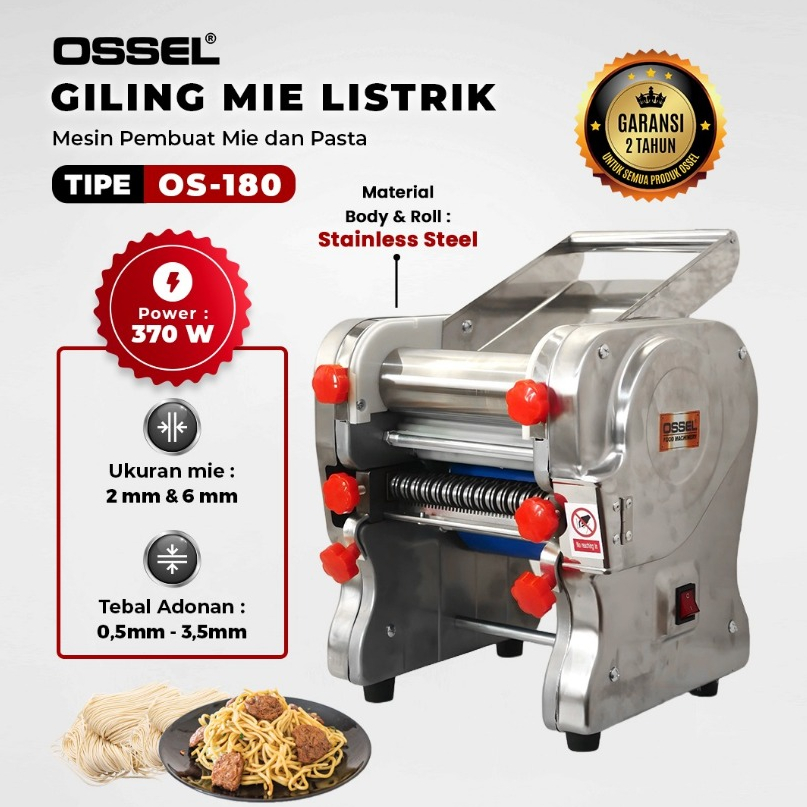 OSSEL Giling Mie Listrik Gilingan Mie Listrik Mesin Ampia Body Stainless Steel OS-180 OSSEL