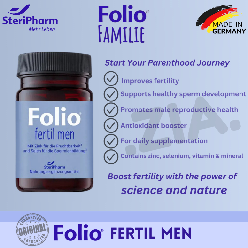 ORIGINAL FOLIO FERTIL FOR MEN ISI 30 Pills. Made in Germany. Membantu program kehamilan. FOLIO PREGN