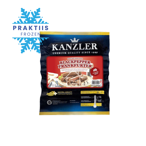 

KANZLER BLACKPEPPER FRANKFURTER 300GR ISI 6 SOSIS SAPI LADA HITAM