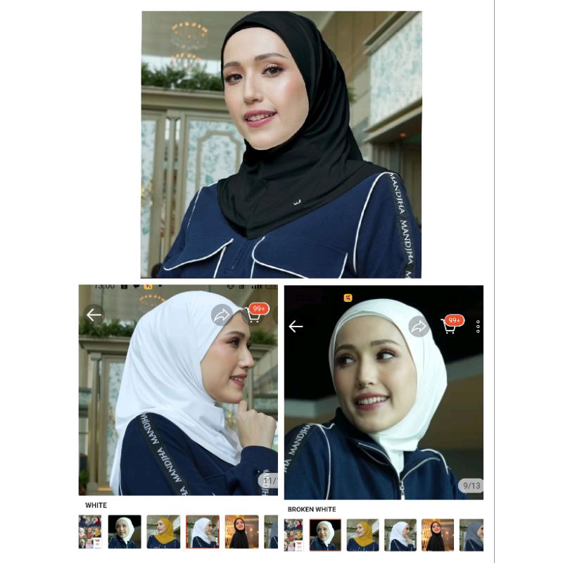 Mandjha 3 Pcs Ruby Bergo Ivan Gunawan Scarf Polos Hijab Original Ruby Putih Bersih,Ruby Broken White