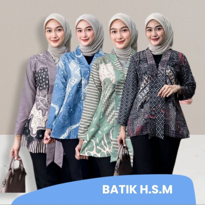 Blouse Batik Wanita Modern Kekinian Seragam Kerja Terbaru