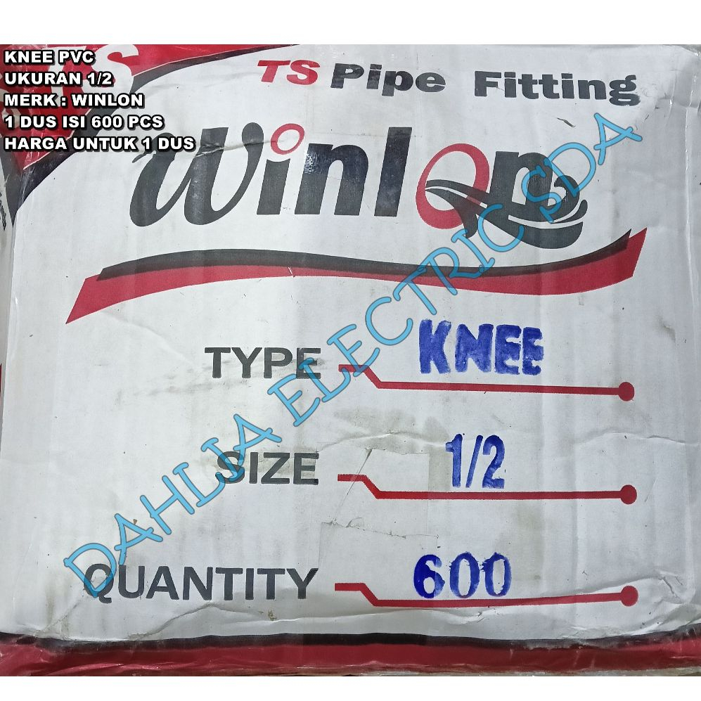 

KNEE PVC 1/2 INCH WINLON HARGA 1 DUS (600PCS)