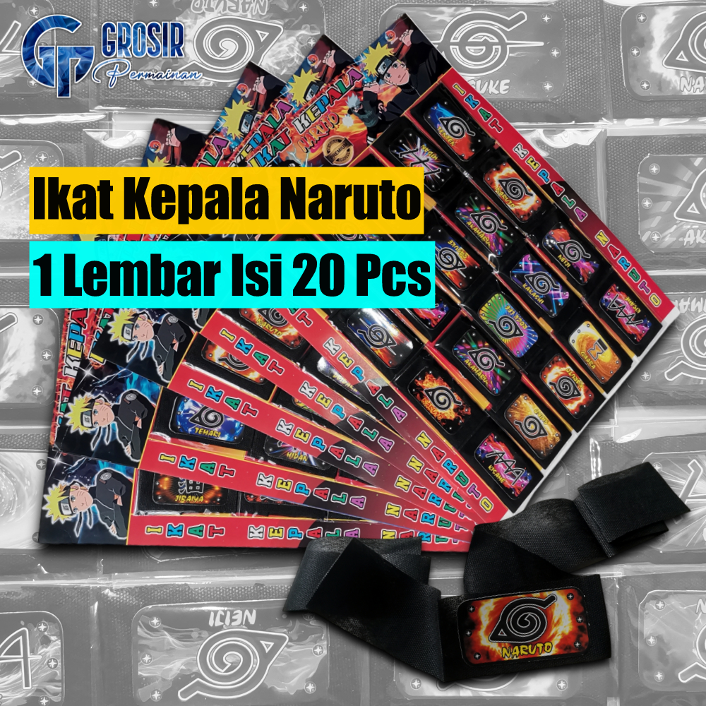 Ikat Kepala NARUTO Aksesori Mainan Anak SD Dan SMP HEADBAND Cosplay Anime 1 Lembar Isi 20 Pcs