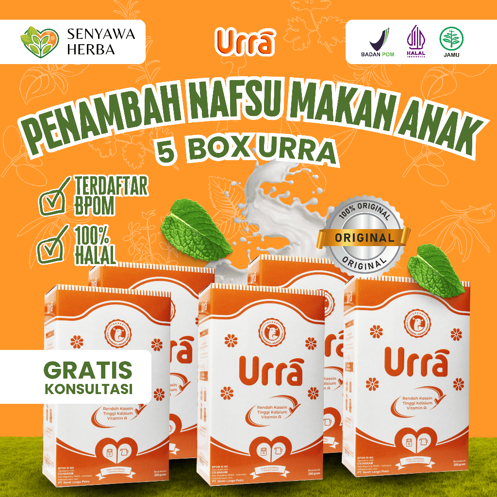 

Paket 5 Box URRA Susu Kambing Saanen Untuk Penambah Berat Badan Anak Rasa Original 200gr