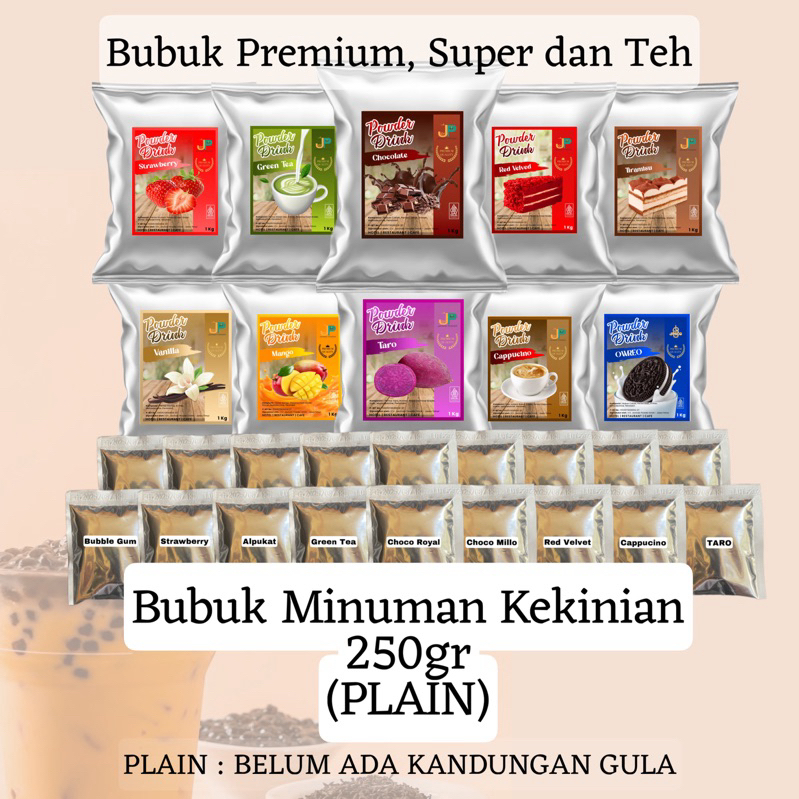 

Bubuk Minuman Rasa 250gr PLAIN Bubuk Minuman Kekinian Bubuk Boba Powder Drink