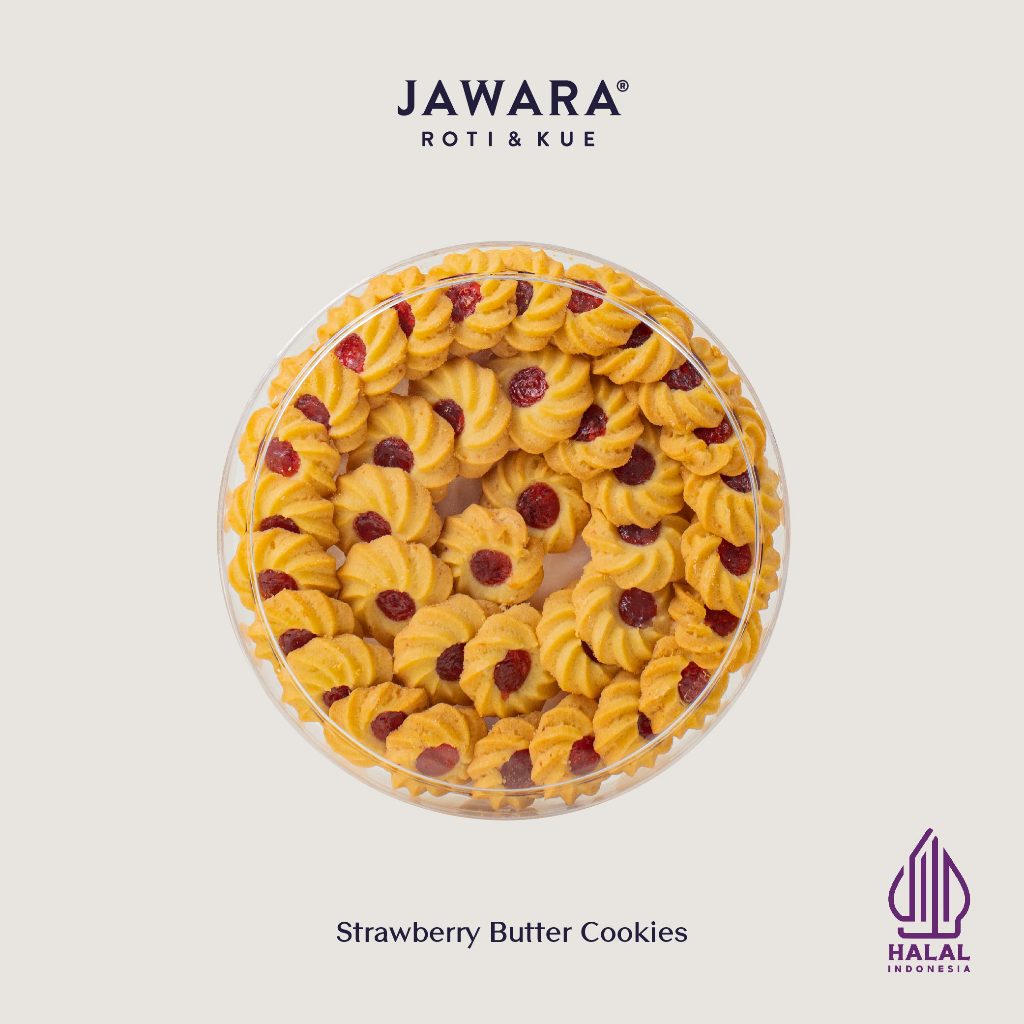 

Strawberry Dahlia Butter Cookies - Hampers Kue Kering Parcel Halal Jawara Roti