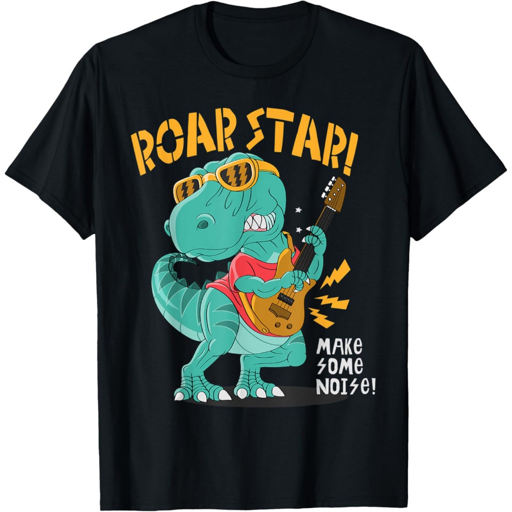 Kaos Gitar Dinosaurus Musisi T Rex Lucu T Rex Dinosaurus Rawr Star
