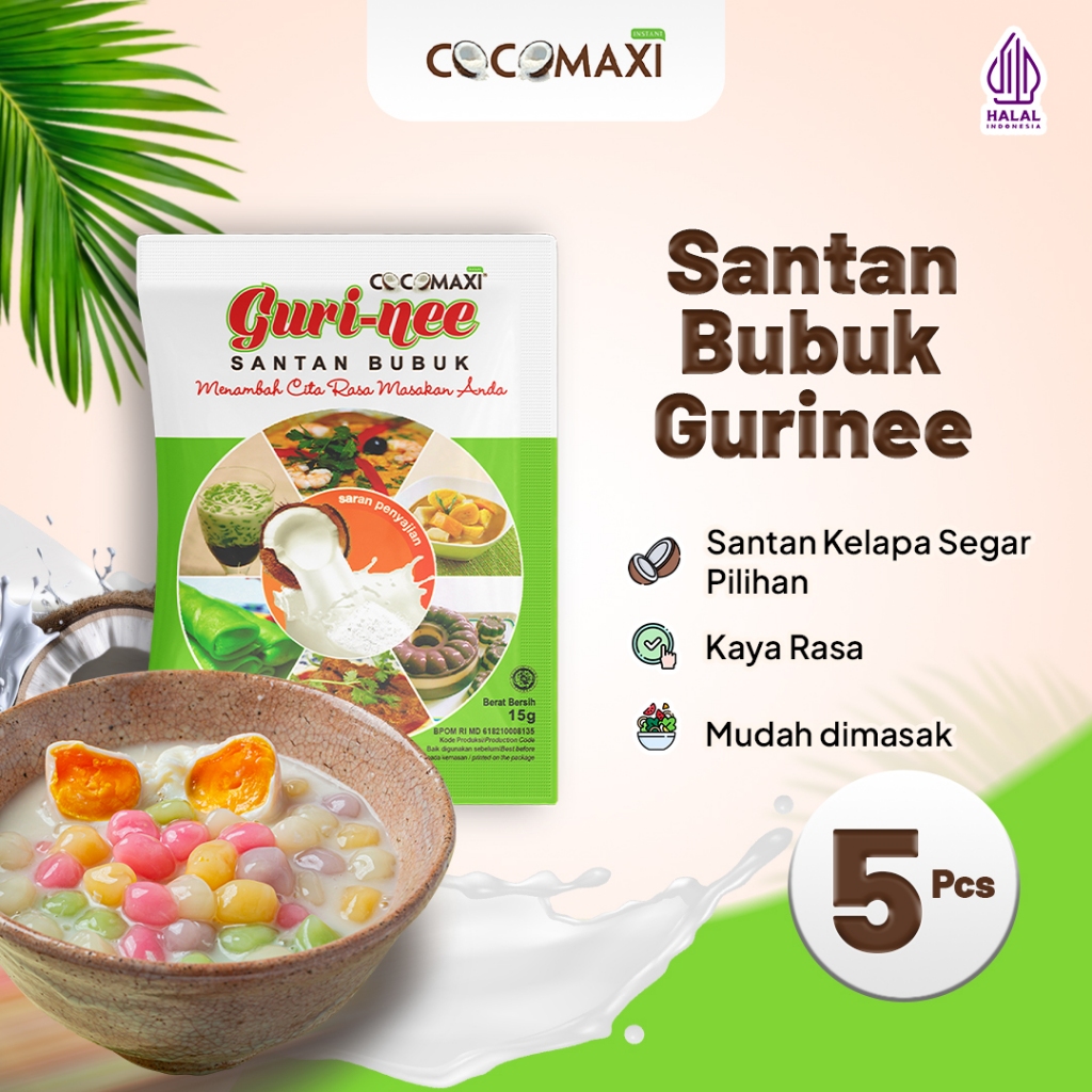 

COCOMAXI Santan Bubuk Kelapa Gurinee 15 gr - Isi 5 Sachet