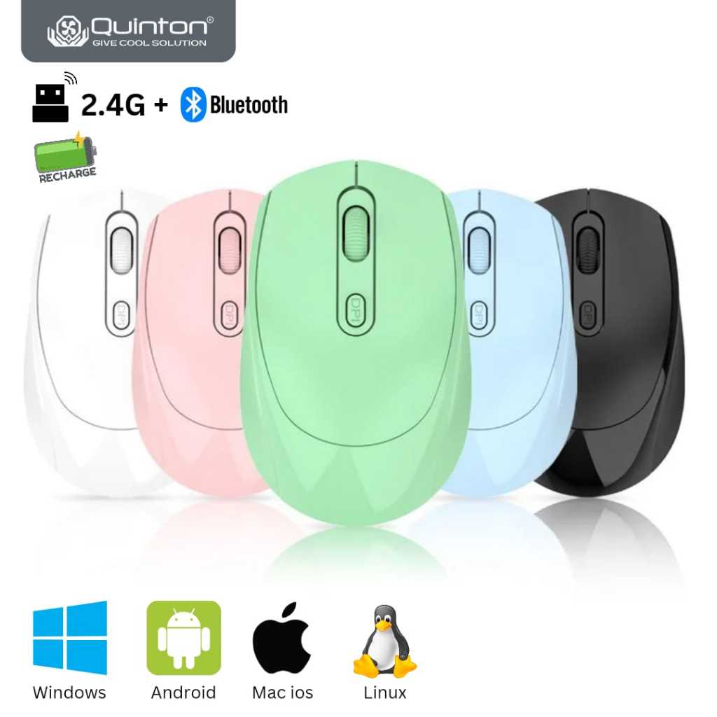 mouse dual mode { wireless +bluetooth batrei recharge }