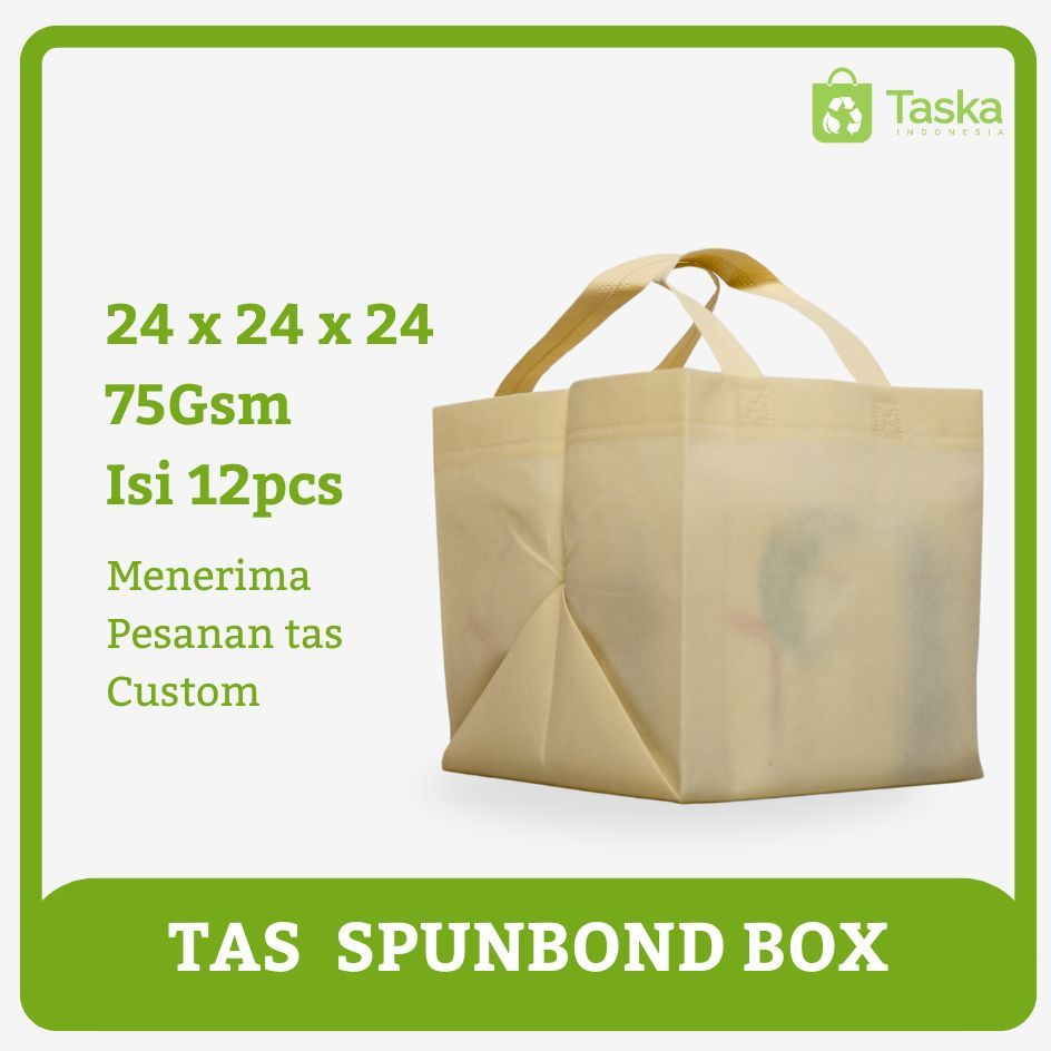 

Taska - Tas Spunbond Press Box 24x24x24 Warna Cream Harga Satuan Tas Nasi Box Kotak Grosir