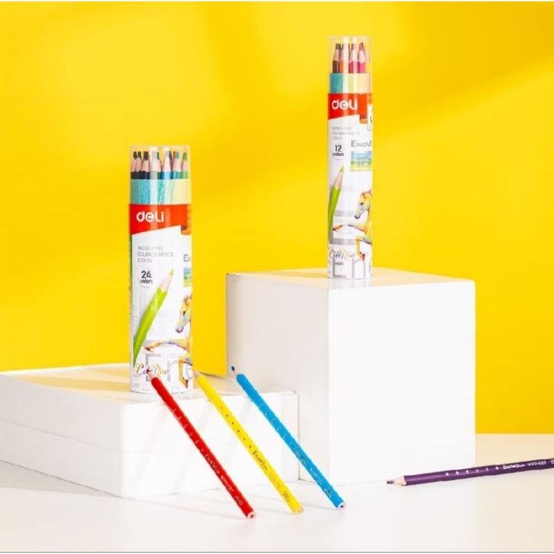 

Deli Pensil Warna box tabung / Colored Pensil 24-12 Warna sangat terang
