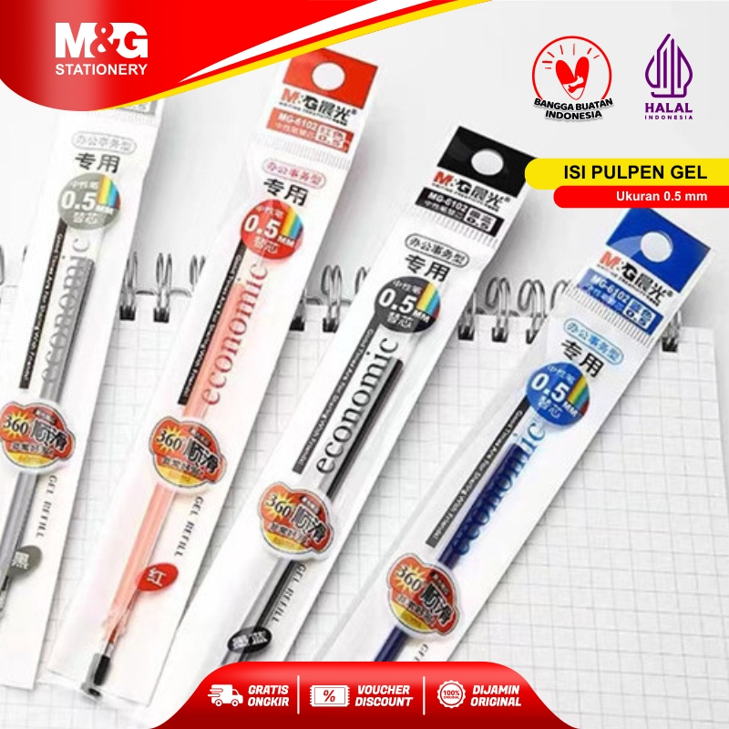 

M&G Isi Pulpen Gel Pen Stick Gel Refill Ukuran 0.5mm Pilihan Warna Hitam Biru Merah Cocok Semua Jenis Pulpen Ideal Untuk Catatan Sekolah dan Kegiatan Kantor