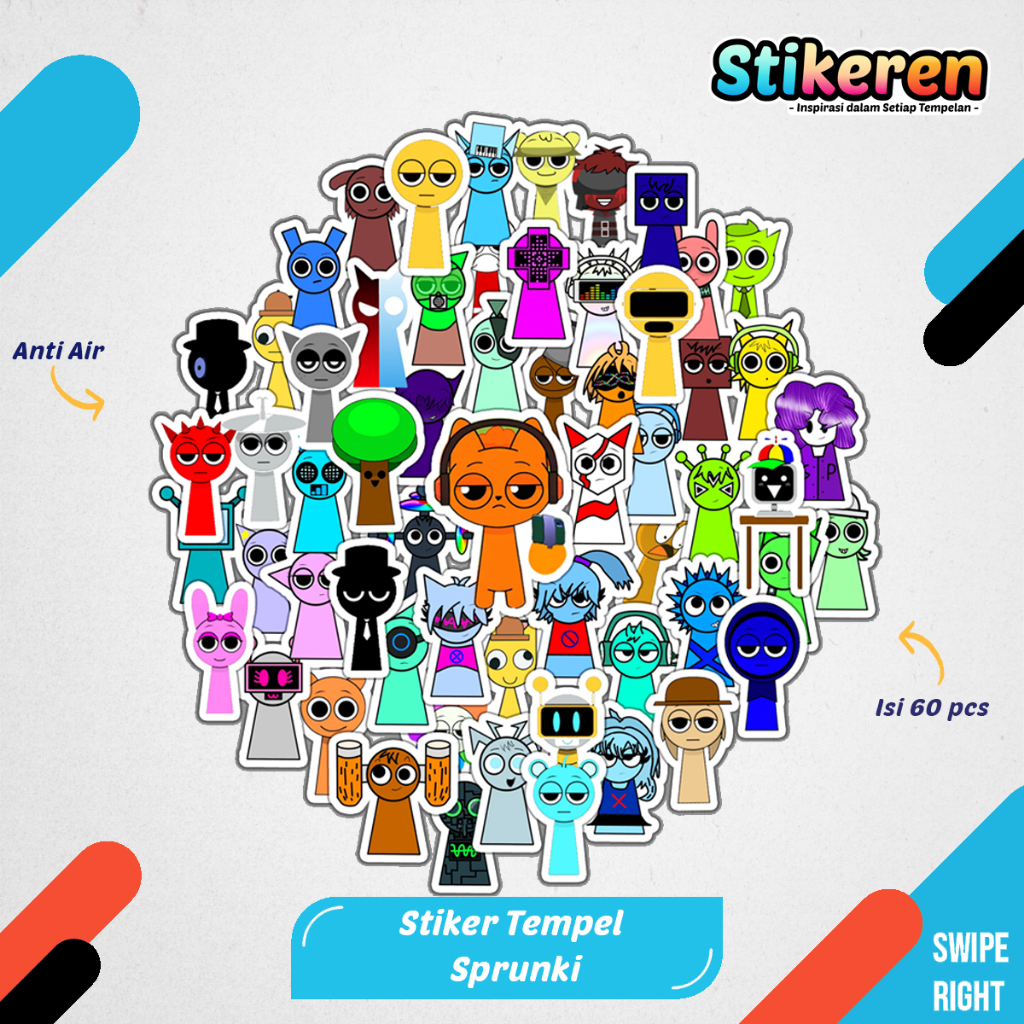 

Stiker Sprunki Kartun Film Paper Vinyl Dekorasi Laptop Koper Tumbler Kulkas DIY