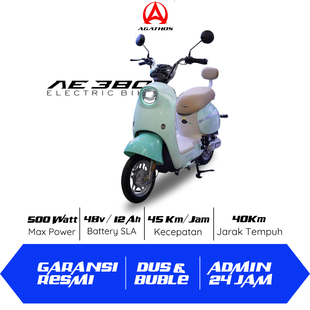 Sepeda Listrik Exotic Agathos AE 380 terbaru 2025 Jok Panjang Sepedah Listrik Murah