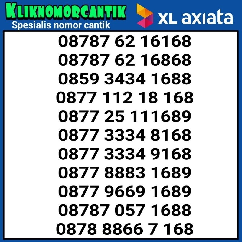 nomor cantik XL 168 kartu perdana XL 4G&5G A4